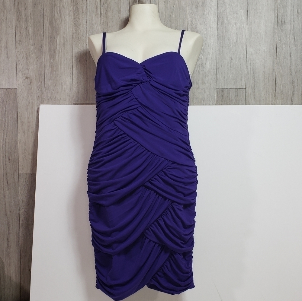 Deep Purple Ruffled Suzy Sheer Formal Dress - Picture 2 of 7